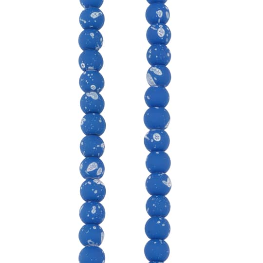 Blue &#x26; White Matte Glass Round Beads, 7mm by Bead Landing&#x2122;
